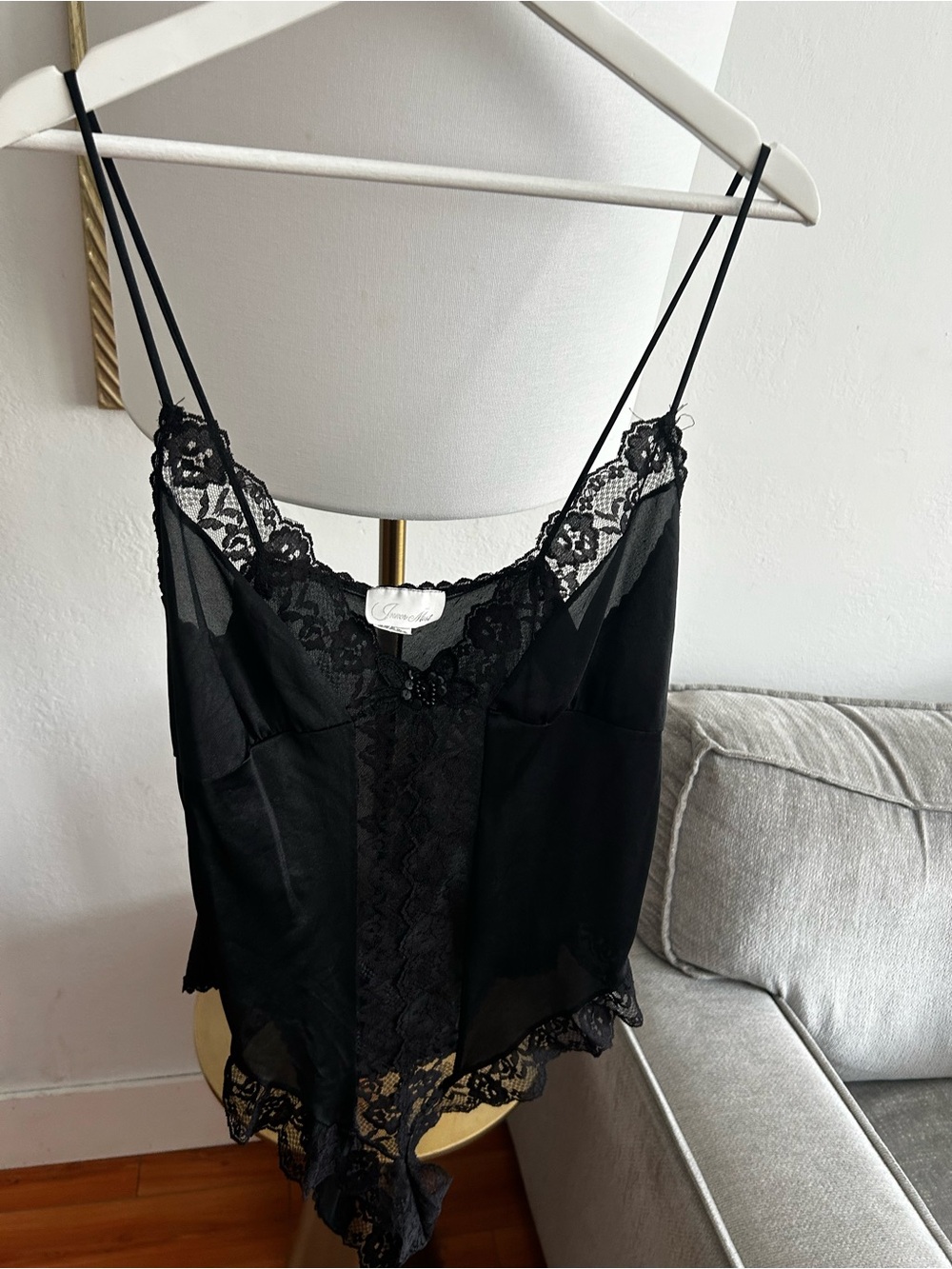 Vtg Inner Most Sears 80s Black Bodysuit 16/18 Nylon Sheer Lace Teddy Goth
